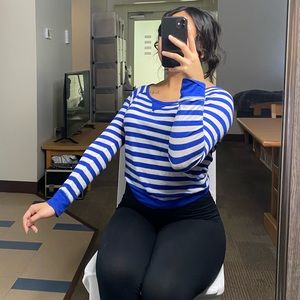 Royal Blue & White Striped Hollister Long Sleeve